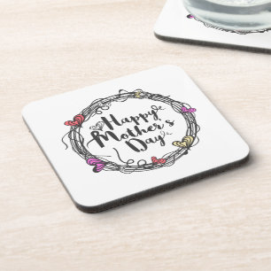 Circle w/ Hearts Happy Mother's Day Coaster