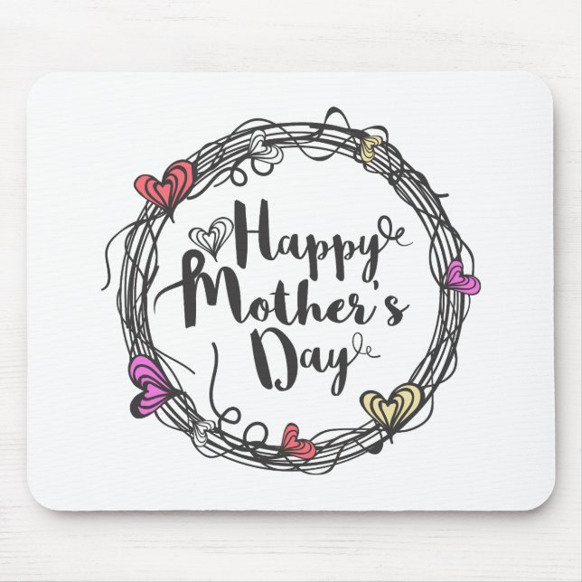 Circle w/ Hearts Happy Mother's Day | Mousepad (Front)