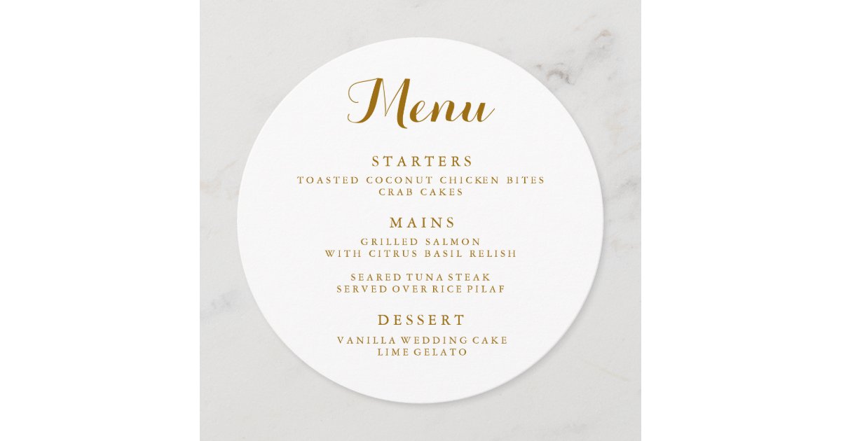 Circle Wedding Menu Zazzle