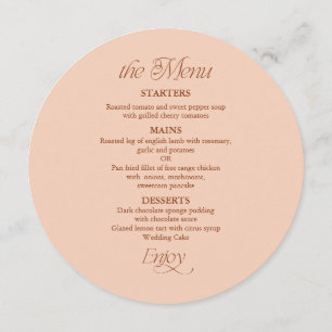Circle Wedding Menu and Place Card With Guest Name