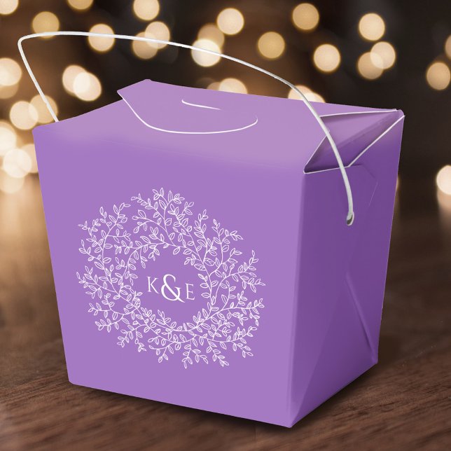 Circle white art leaves wedding purple favour box (Creator Uploaded)