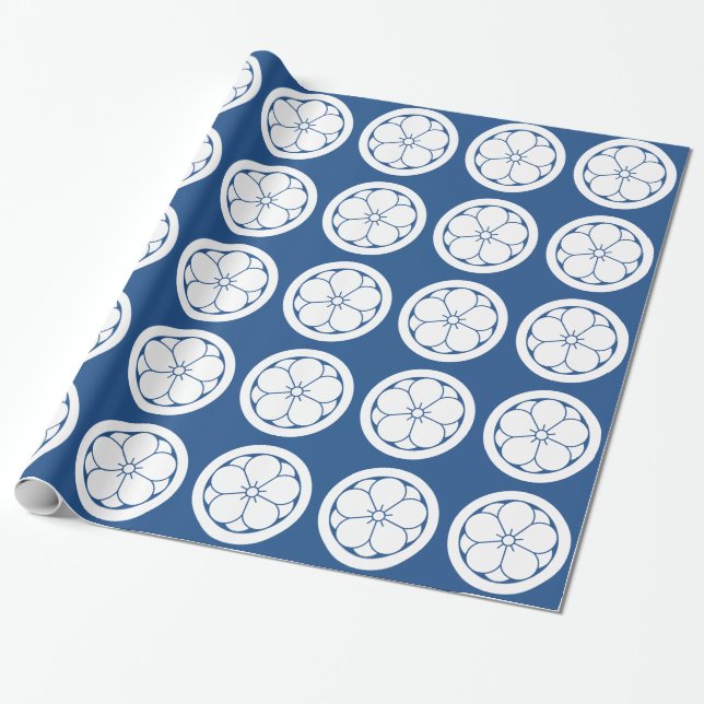 Circle with Double Plum Blossoms Wrapping Paper (Unrolled)