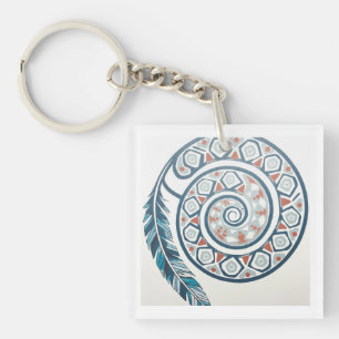 Circle With Feather Key Ring