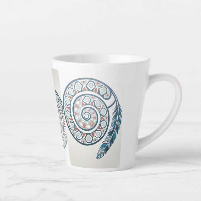 Circle With Feather Latte Mug (Right)