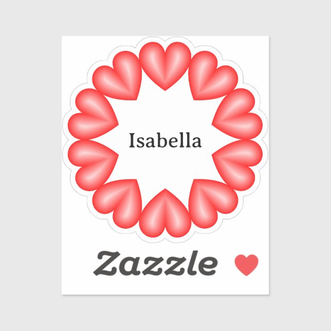 Circle with hearts and customisable name (Sheet)