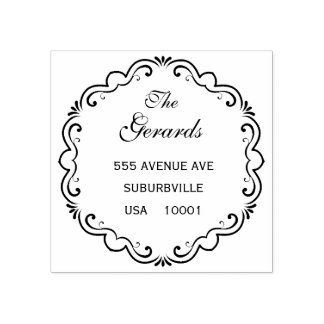 Circle Wreath Vintage Script Custom Rubber Stamp