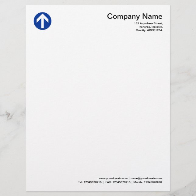 Circled Arrow - Navy Blue Letterhead Template (Front)