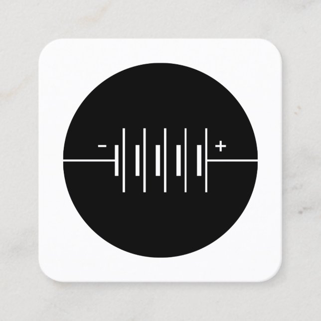 Circled Batteries Symbol - Black and White Square Business Card (Front)
