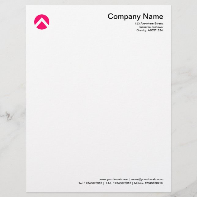 Circled Chevron - Neon Red Personalized Letterhead (Front)