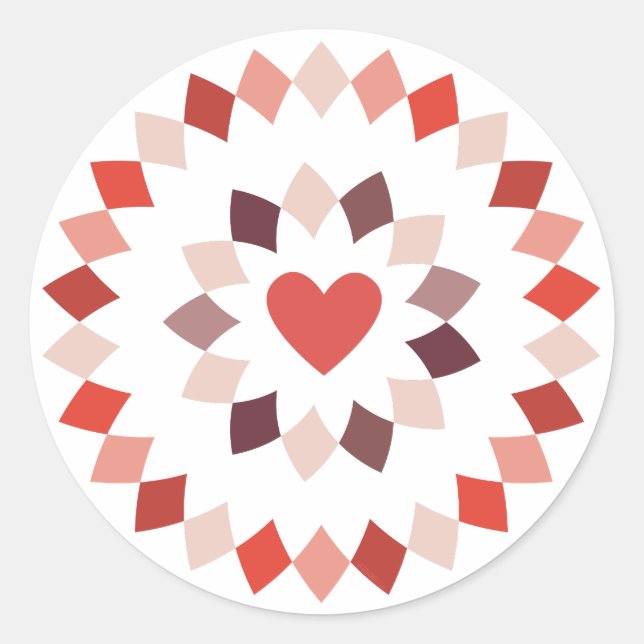 Circled Heart Classic Round Sticker (Front)