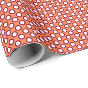 Circled polka dots, mandarin orange and magenta wrapping paper