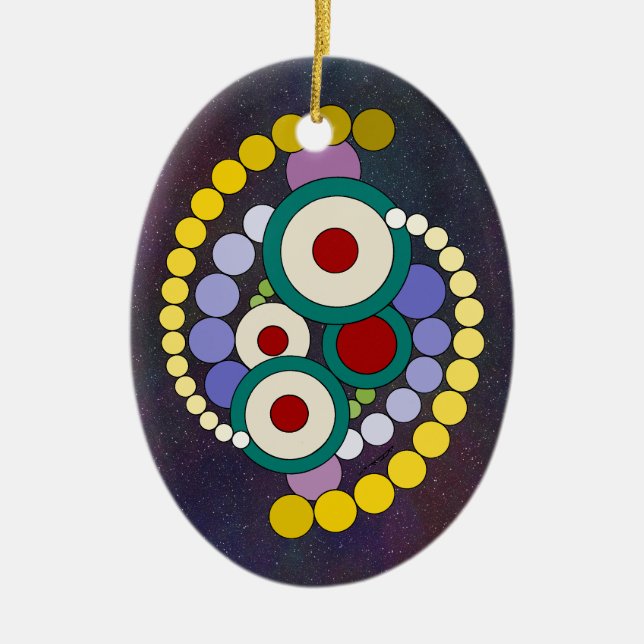 Circles Abstract Artwork Ceramic Ornament (Front)