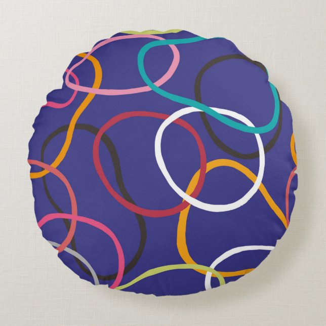Circles, abstract bands seamless vintage pattern.  round cushion (Front)