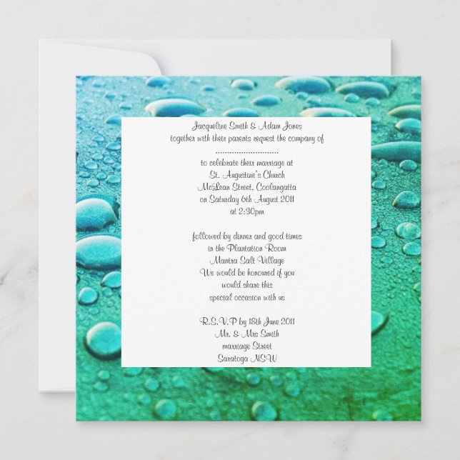 Circles and bubbles wedding invitation aqua (Front)