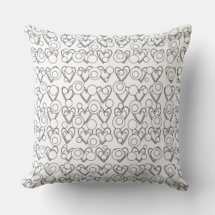 Circles and Hearts Throw Pillow