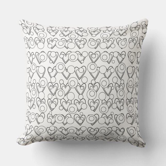 Circles and Hearts Throw Pillow (Front)