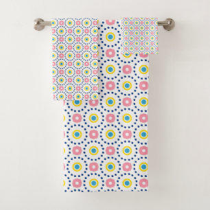 circles and hexagonal shapes bath towel set