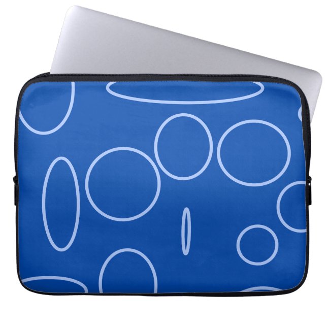 Circles and Loops on Blue  Laptop Sleeve (Front)