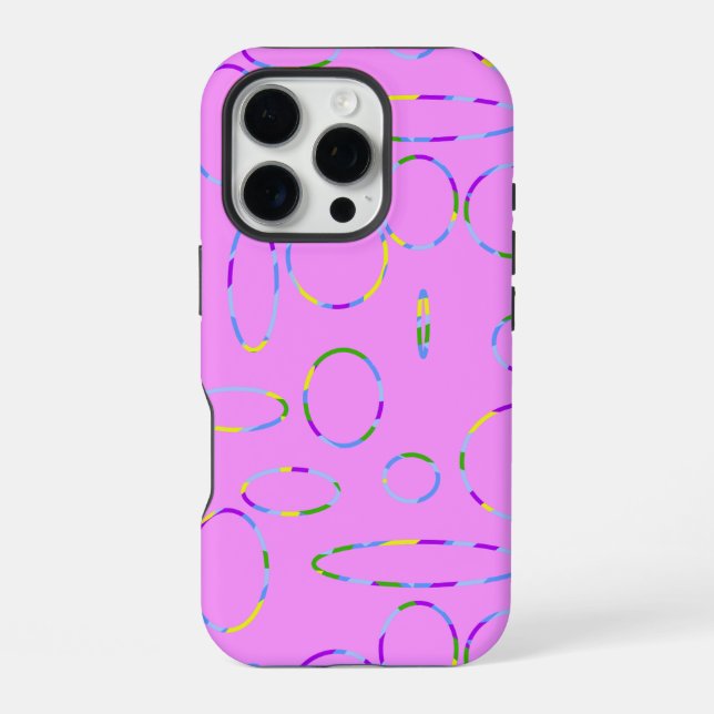 Circles and Loops on Pink Geometric Phone Case (Back)