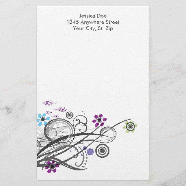 Circles and Loops Retro Personalised Stationery (Front)