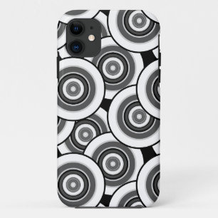 Circles and rings geometric black and white patter iPhone 11 case