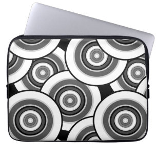 Circles and rings geometric black and white patter laptop sleeve