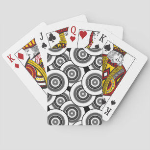 Circles and rings geometric black and white patter playing cards