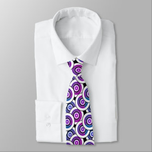 Circles and rings geometric black and white patter tie