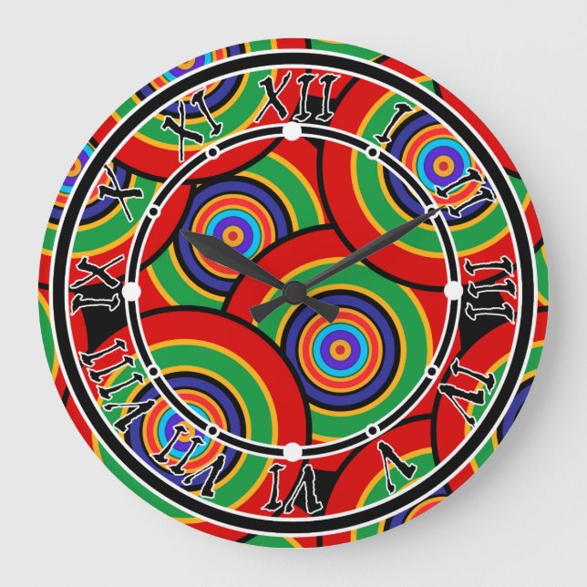 Circles and rings retro large clock (Front)