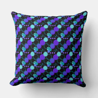 Circles and Round Shapes Pattern in Black Cushion