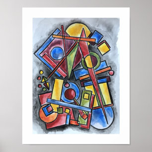 Circles And Squares-Modern Bauhaus Geometric Art Poster