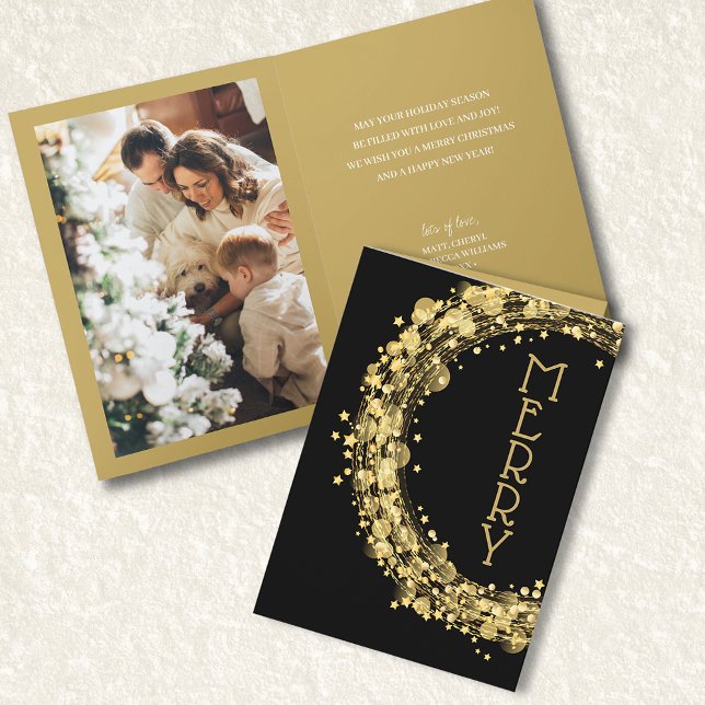 Circles and Stars on Black Christmas Photo Card (Creator Uploaded)