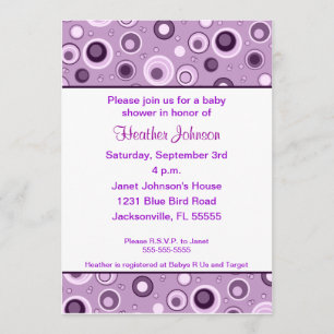 Circles Baby Shower - Purple Invitation