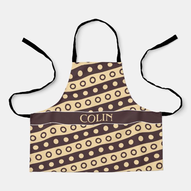 Circles Beige Chocolate Minimal Pattern Apron (Front)