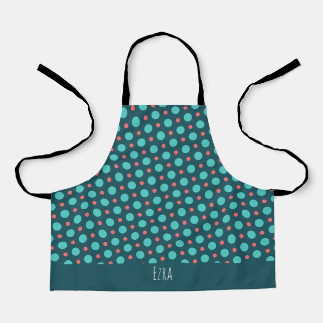 Circles Blue Orange Minimal Pattern Apron (Front)