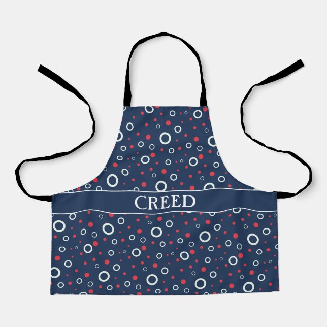 Circles Blue Peach Minimal Pattern Apron (Front)