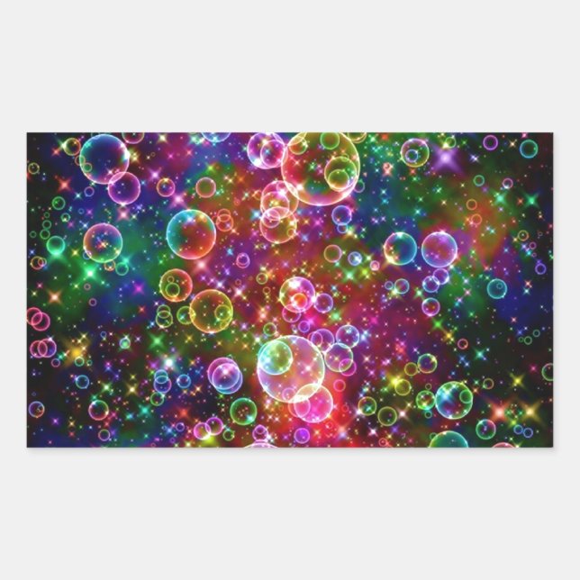 Circles & Bubbles Design Rectangular Sticker (Front)