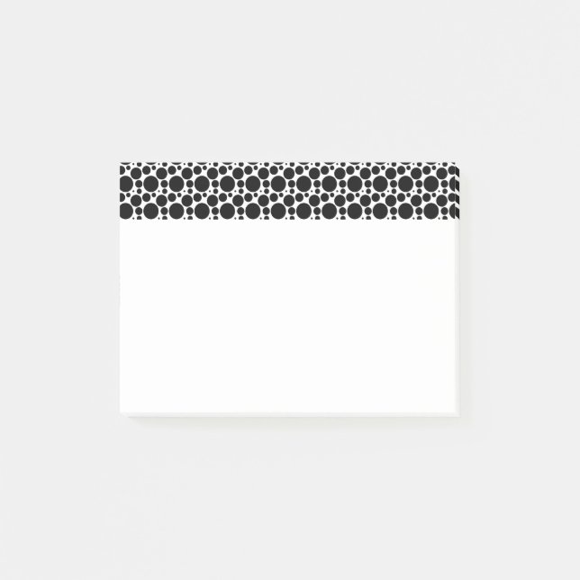Circles & Dots in 7 Sizes: Repeating Black & White Post-it Notes (Front)