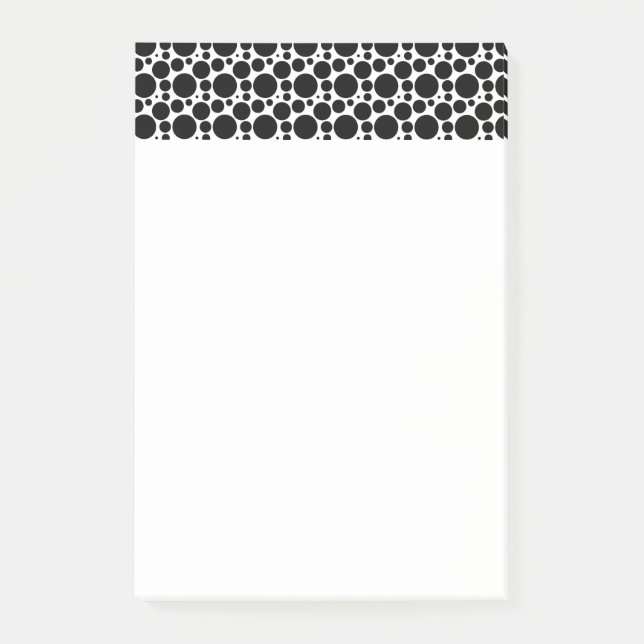 Circles & Dots in 7 Sizes: Repeating Black & White Post-it Notes (Front)