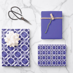 Circles & Flower Pattern – Shades of Purple Wrapping Paper Sheet