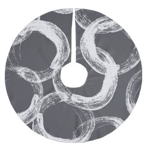 Circles Geometric Seamless Black Background Brushed Polyester Tree Skirt
