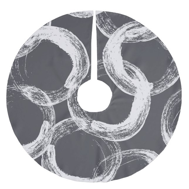 Circles Geometric Seamless Black Background Brushed Polyester Tree Skirt (Front)