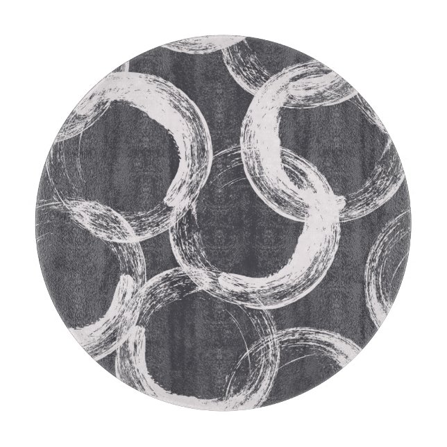 Circles Geometric Seamless Black Background Cutting Board (Front)
