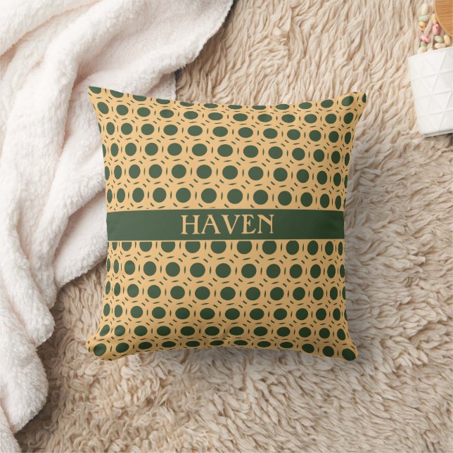 Circles Green Yellow Minimal Pattern Cushion (Blanket)