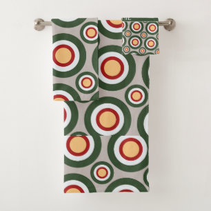 Circles Grey Green Minimal Pattern Bath Towel Set