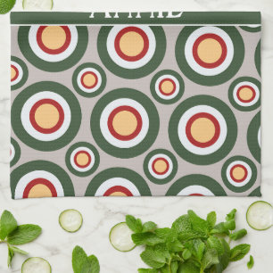 Circles Grey Green Minimal Pattern Tea Towel