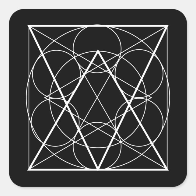 Circles inside square sacred geometry square sticker (Front)