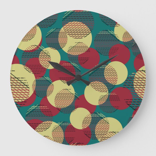 Circles Lines: Abstract Seamless Pattern Large Clock (Front)
