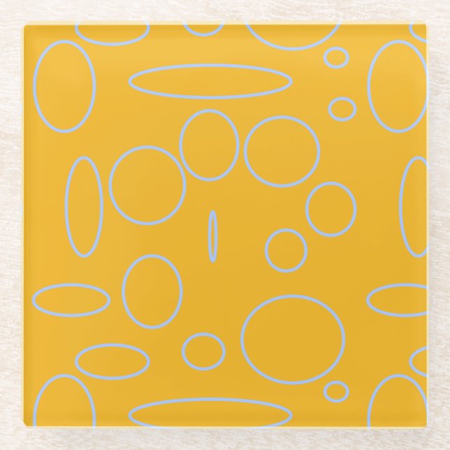 Circles Loops on Orange Glass Coaster (Front)