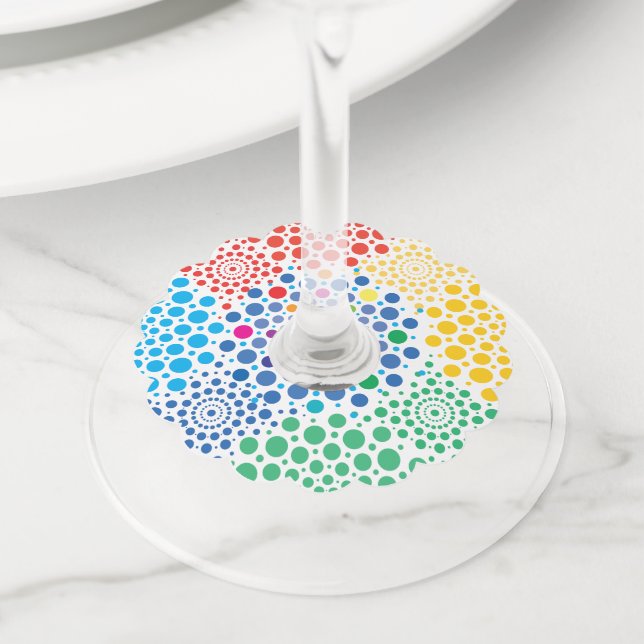 Circles Mandala 3 Wine Glass Tag (Close Up)